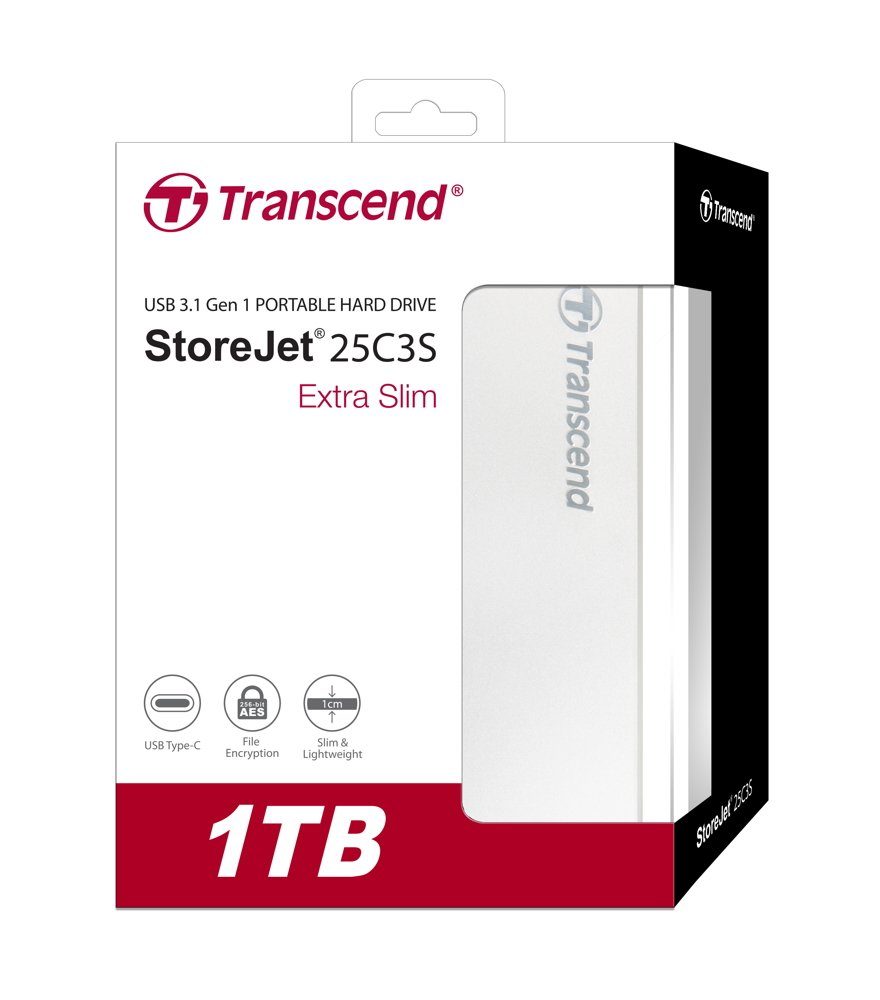 Transcend HDD externe Festplatte StoreJet 25C3 2,5 Zoll 1TB USB Typ C silber externe HDD-Festplatte