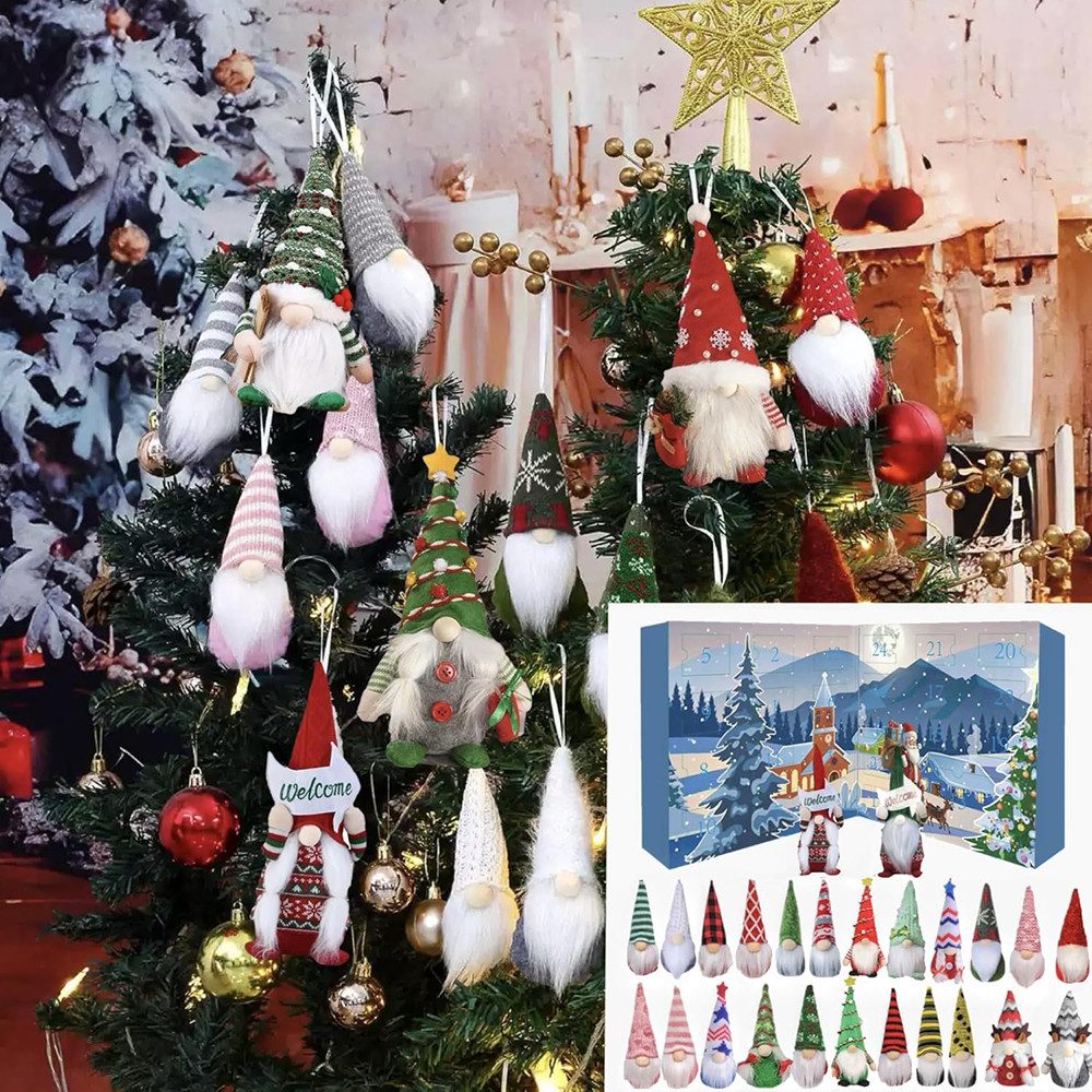CLTYQ Adventskalender Gnomen Adventskalender 2025 Set mit 24 Gnomen Weihnachtsdekorations, Countdown-Kalendern,Weihnachtskalender,Plüschpuppen – Bild 4 von 5
