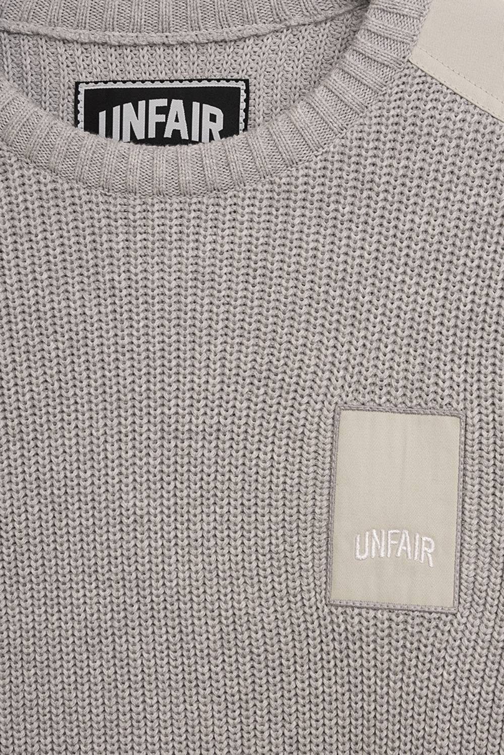 Unfair Athletics Strickpullover Pullover Unfair Patch Knitwear stone grey