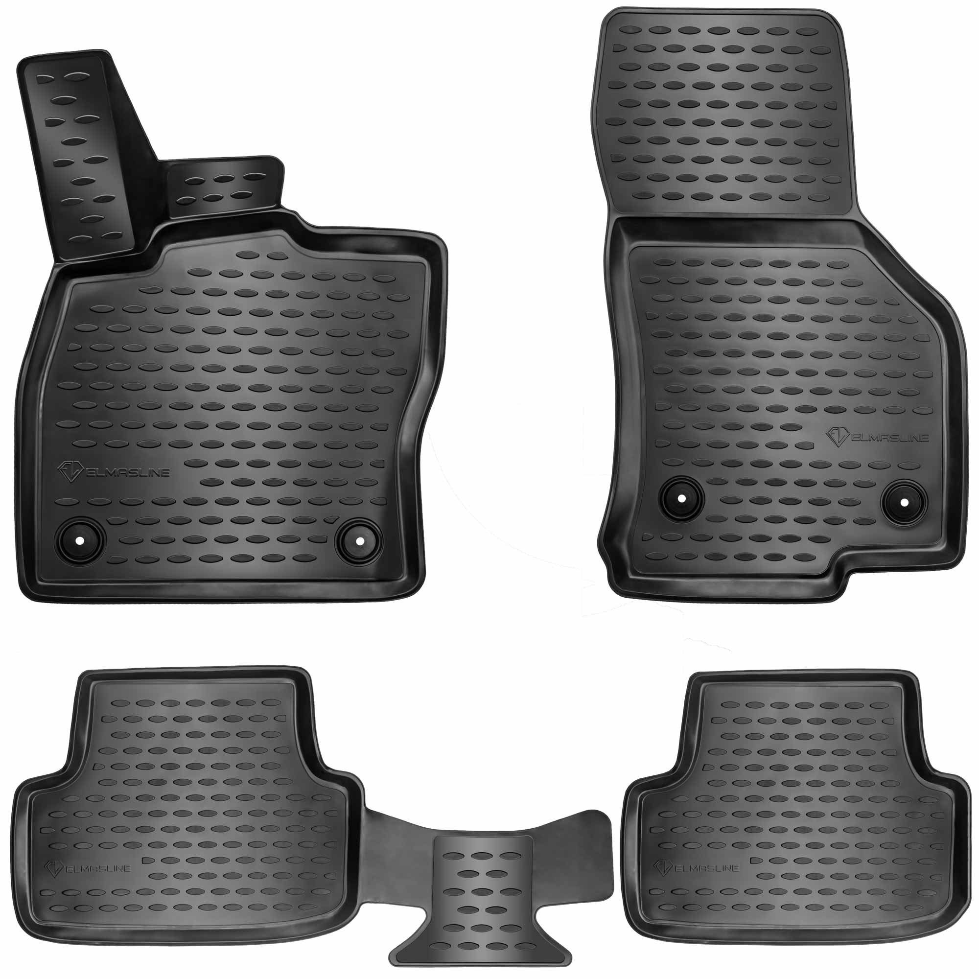 ELMASLINE Auto-Fußmatten Gummi (4 St), für SEAT LEON 3 (2012-2020) III. Generation - 3D Gummimatten mit extra hohem Rand für mehr Schutz - Passend für Baujahre:, Passend für Baujahre: , 2012 - 2020