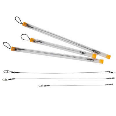 Savage Gear Vorfachschnur Titanium 1x7 Trace 2 Stück 20-30cm 7kg 13kg 23kg Titan Hecht Vorfach, 0,30 mm Fadendurchmesser, Allrounder, für Gummiköder als auch Wobbler verwenden können