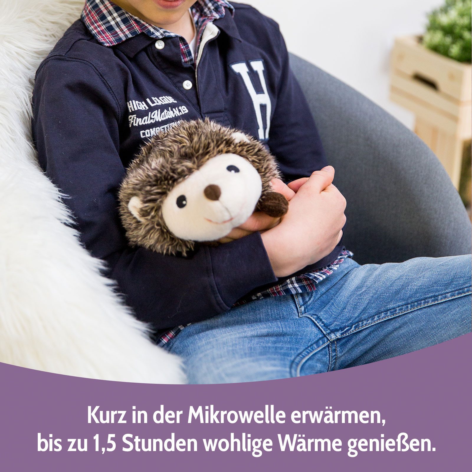 Habibi Plush Wärmekissen Habibi Premium Wärmetier Stofftier 1829 Igel grau