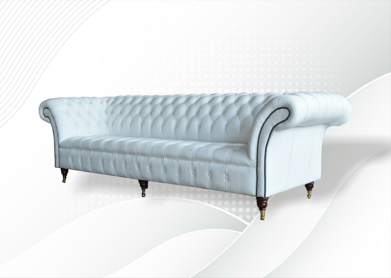 Chesterfield-Sofa, Samt Design JVmoebel Ledersofa Textil Sofa Möbel Weiße Chesterfield Leder Stoff Couchen