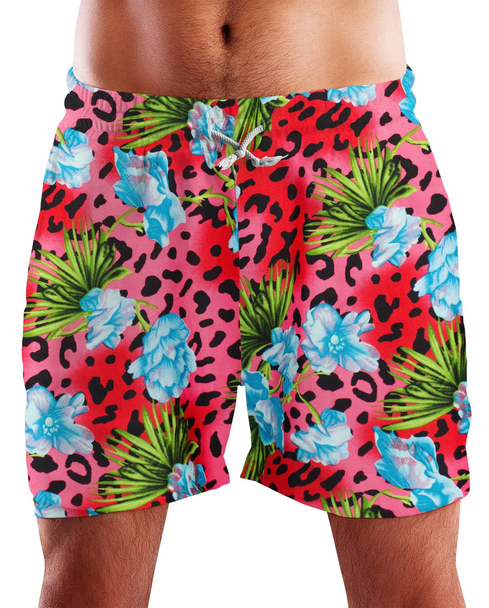 King Kameha Badeshorts Leopard Flowers Hawaii Bade-Shorts Mesh-Einsatz Verschluss Kordelzug Mit integriertem Mesh-Innenslip für extra Komfort