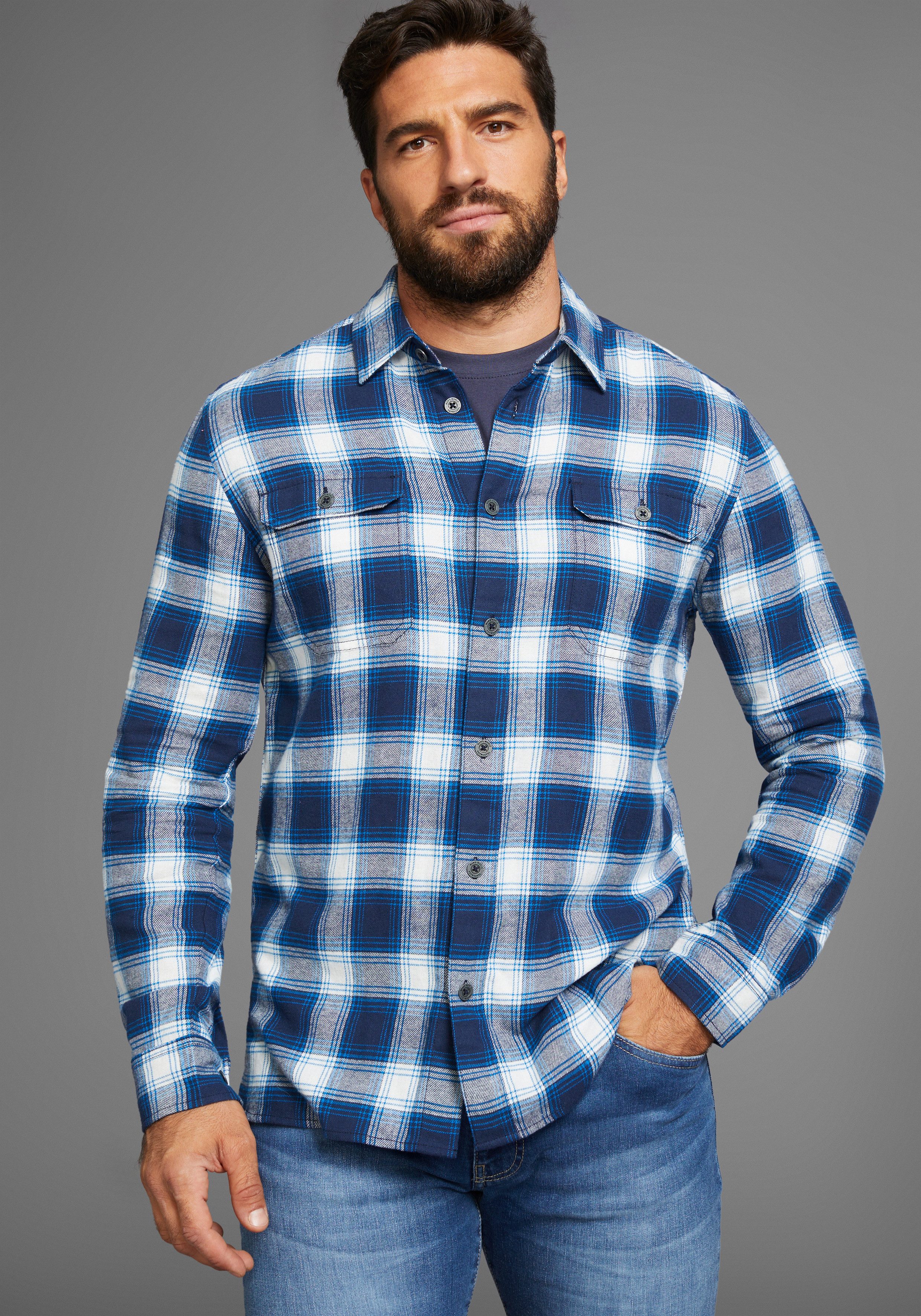 Man's World Flanellhemd mit Brusttaschen günstig online kaufen