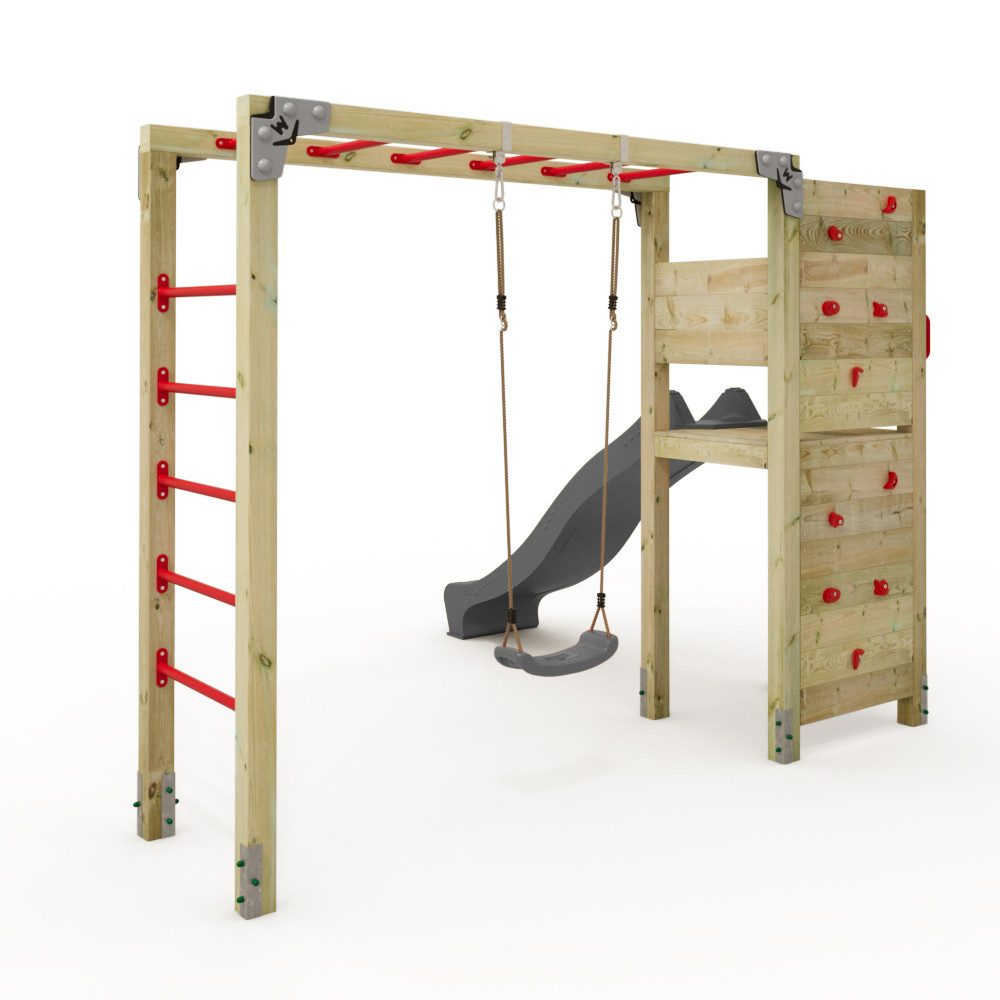 Wickey Klettergerüst Fit 662 – Trainings- & Klettergerät mit Rutsche und Schaukel, (Kraftstation, Fitnessstation, Sportgeräte für zuhause, Workout, Krafttraining, Gymtower, Fitnessturm, Ideal für Spielspaß & funktionales Outdoor-Training, Bewegungsstation für Kinder & Eltern fördert Kraft, Ausdauer & Balance), extrem witterungsbeständig mit 5 Jahren Garantie