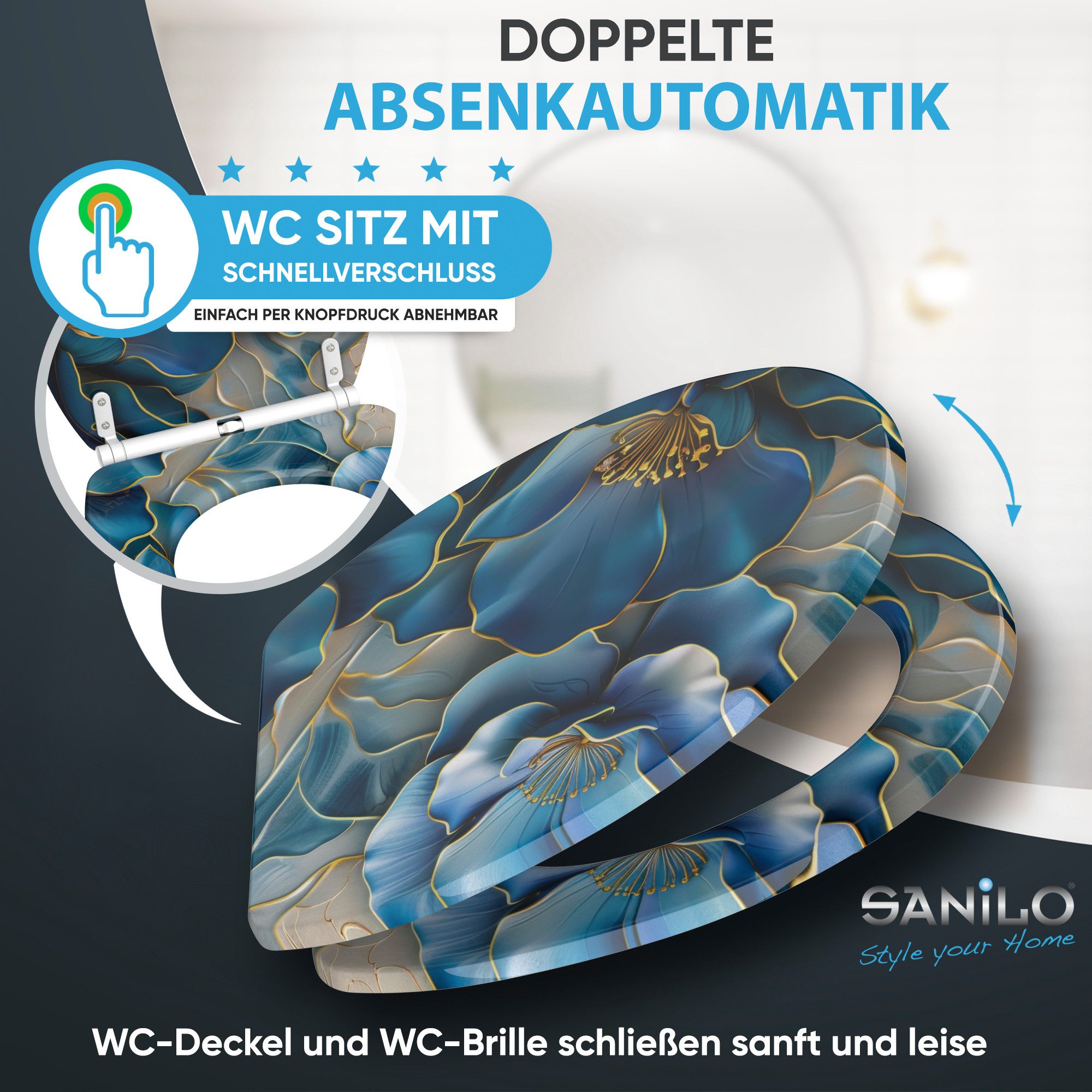 Sanilo WC-Sitz mit Absenkautomatik & Top Fix in vielen Designs, hochwertig, abnehmbar, leichte Montage von oben, mit Schraubenzieher – Bild 3 von 5