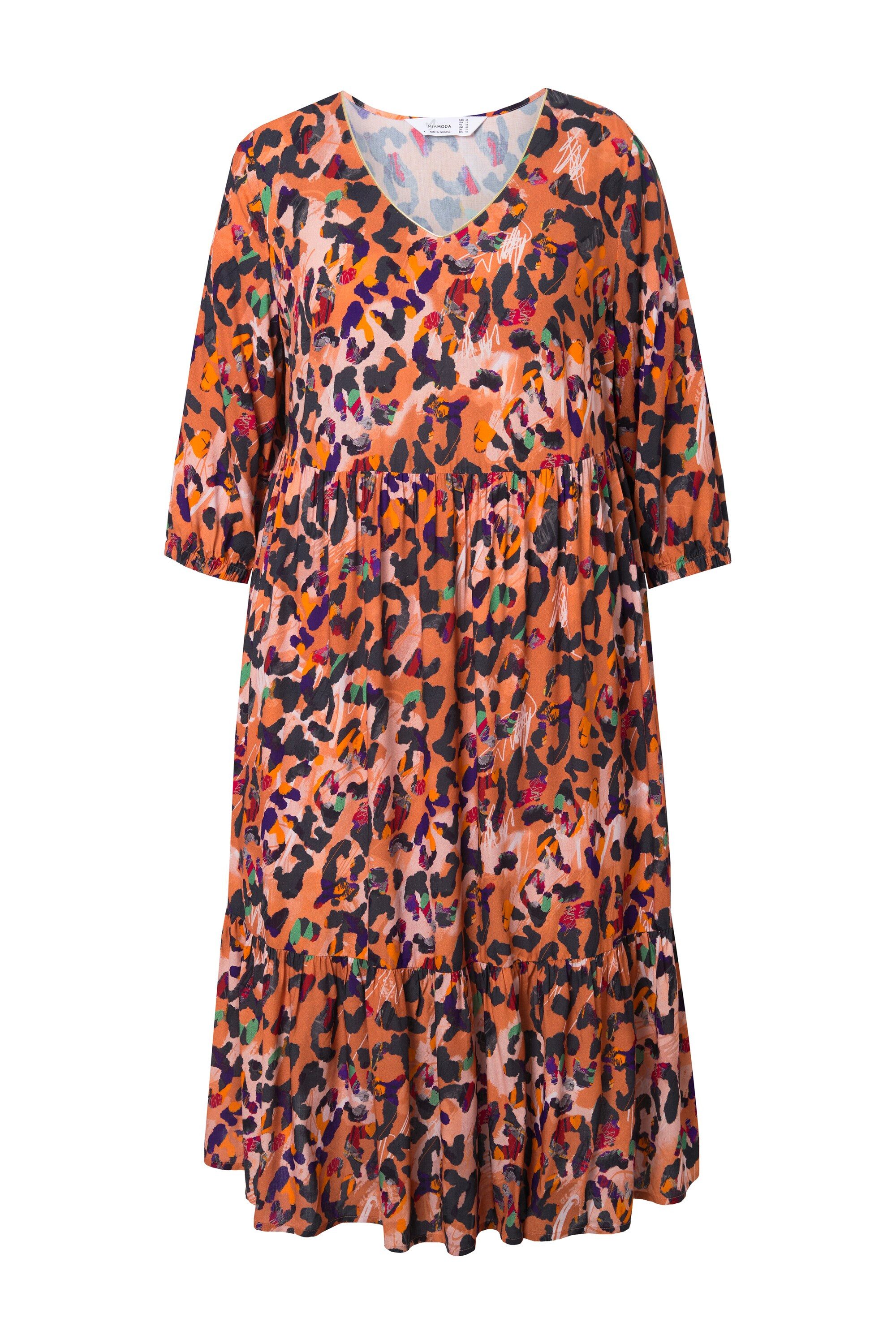 MIAMODA Jerseykleid Midikleid A-Linie Leo-Muster Zierband günstig online kaufen