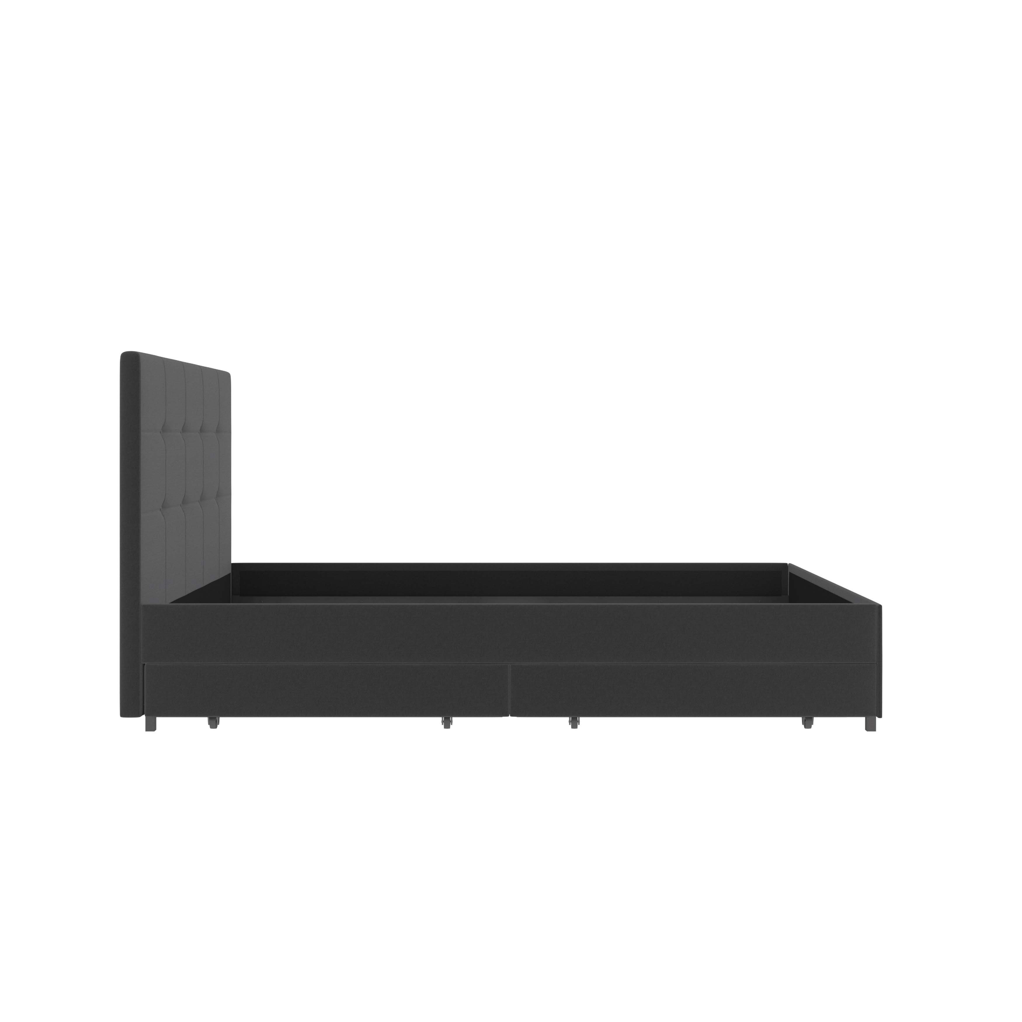 loft24 Polsterbett Lilly, Bettgestell mit Knopfheftung und Stauraum, 140x200 cm