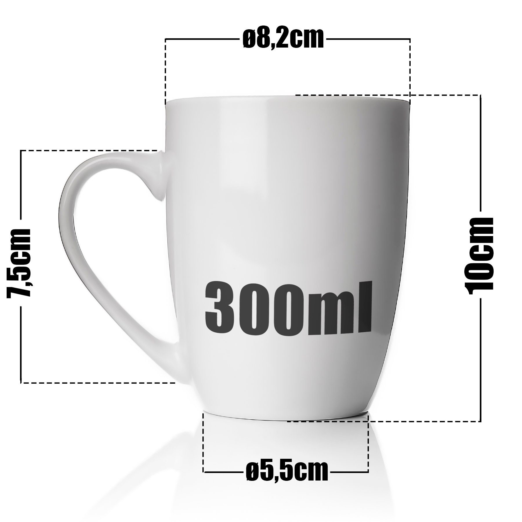 BigDean Becher 6x Kaffeebecher 300ml aus hochwertigem echtem Porzellan Kaffee, 6-tlg., Porzellan, Klassischer Kaffeebecher, Vielseitig, Qualität, Krazfest, Robust