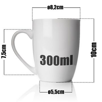 BigDean Becher 12 Stück Kaffeebecher 300 ml aus hochwertig echtem Porzellan, Porzellan