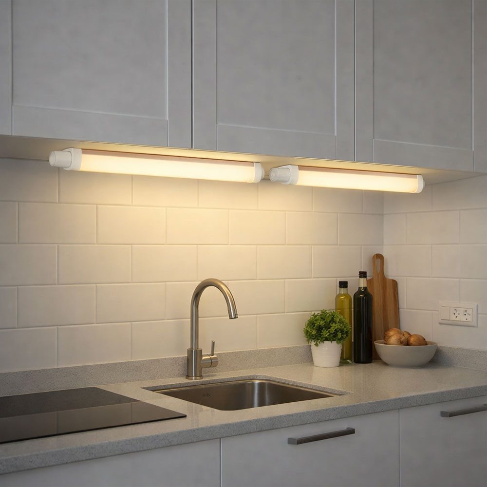 GLOBO LIGHTING LED Unterbauleuchte, LED-Leuchtmittel fest verbaut, Warmweiß, LED Unterbauleuchte Regalleuchte Küchenlampe IP65 Unterbaulampe 2x