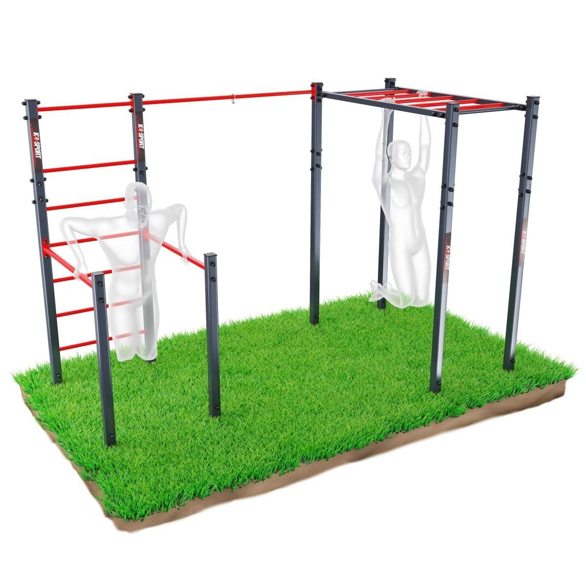 KSPORT Sprossenwand Calisthenics Outdoor Station I Klimmzugstange+Dip