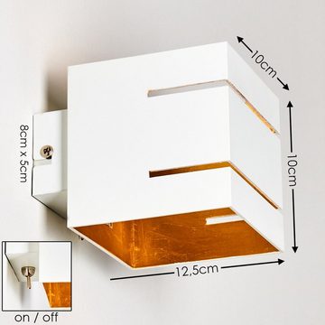 hofstein Wandleuchte »Riccio« Wandlampe aus Metall in Weiß/Gold mit Schlitzen, ohne Leuchtmittel, 2700 Kelvin, moderne mit Lichteffekt, 1xG9, Cube/Innen mit Up & Down-Effekt