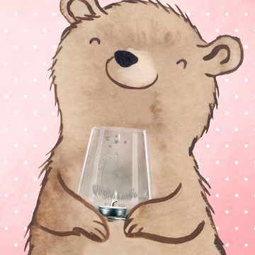 Mr. & Mrs. Panda Windlicht Schwein Glück - Transparent - Geschenk, Sterne, lustige Sprüche, Wind (1 St), Persönliche Lasergravur