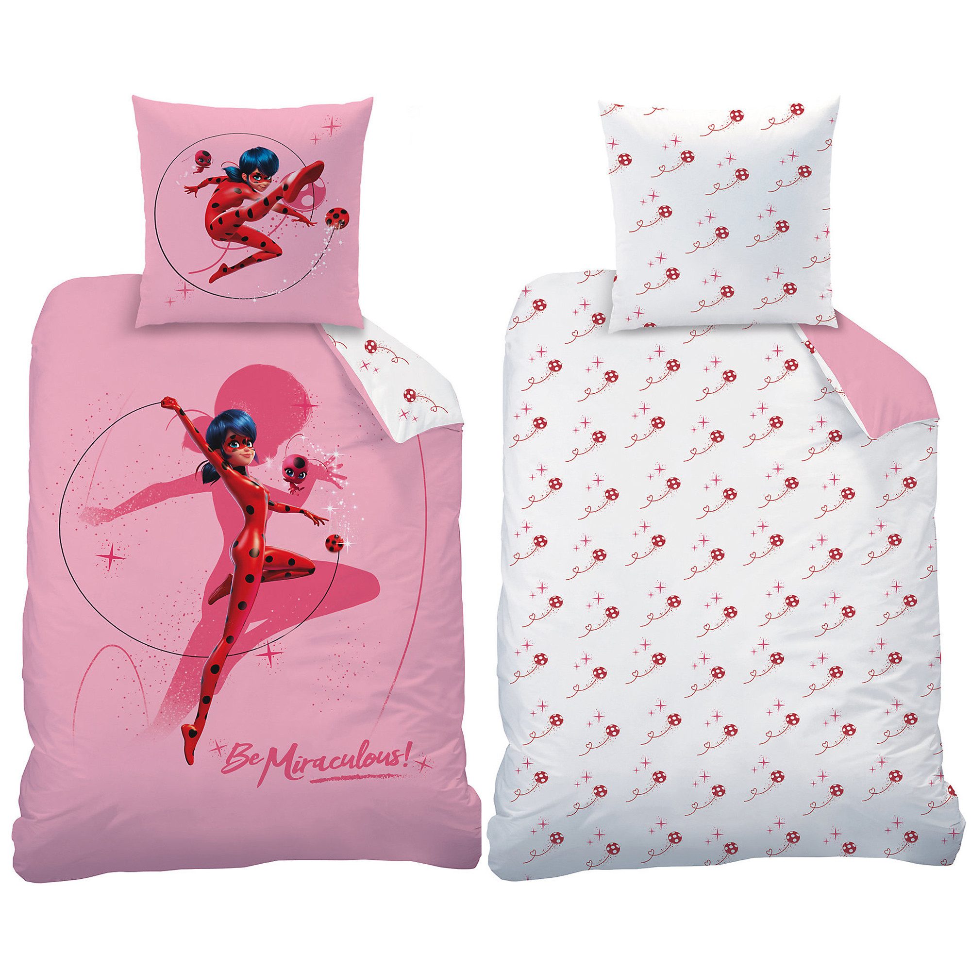 Kinderbettwäsche Miraculous Ladybug Bettwäsche Shadow Biber / Flanell, BERONAGE, 100% Baumwolle, 2 teilig, 135x200 + 80x80 cm