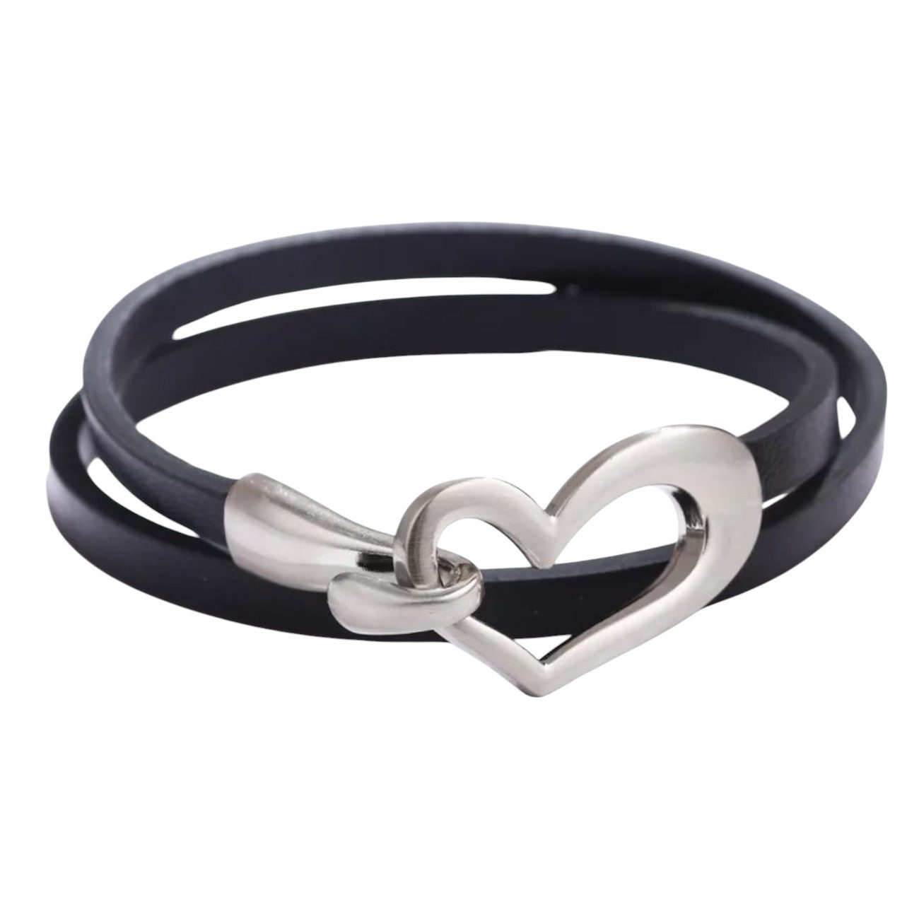 KARMA Wickelarmband Damen Herz PU Leder Armband Lederarmband modern (Herzarmband Damenarmband), Braun Blau Grün Schwarz Rosé Damenschmuck