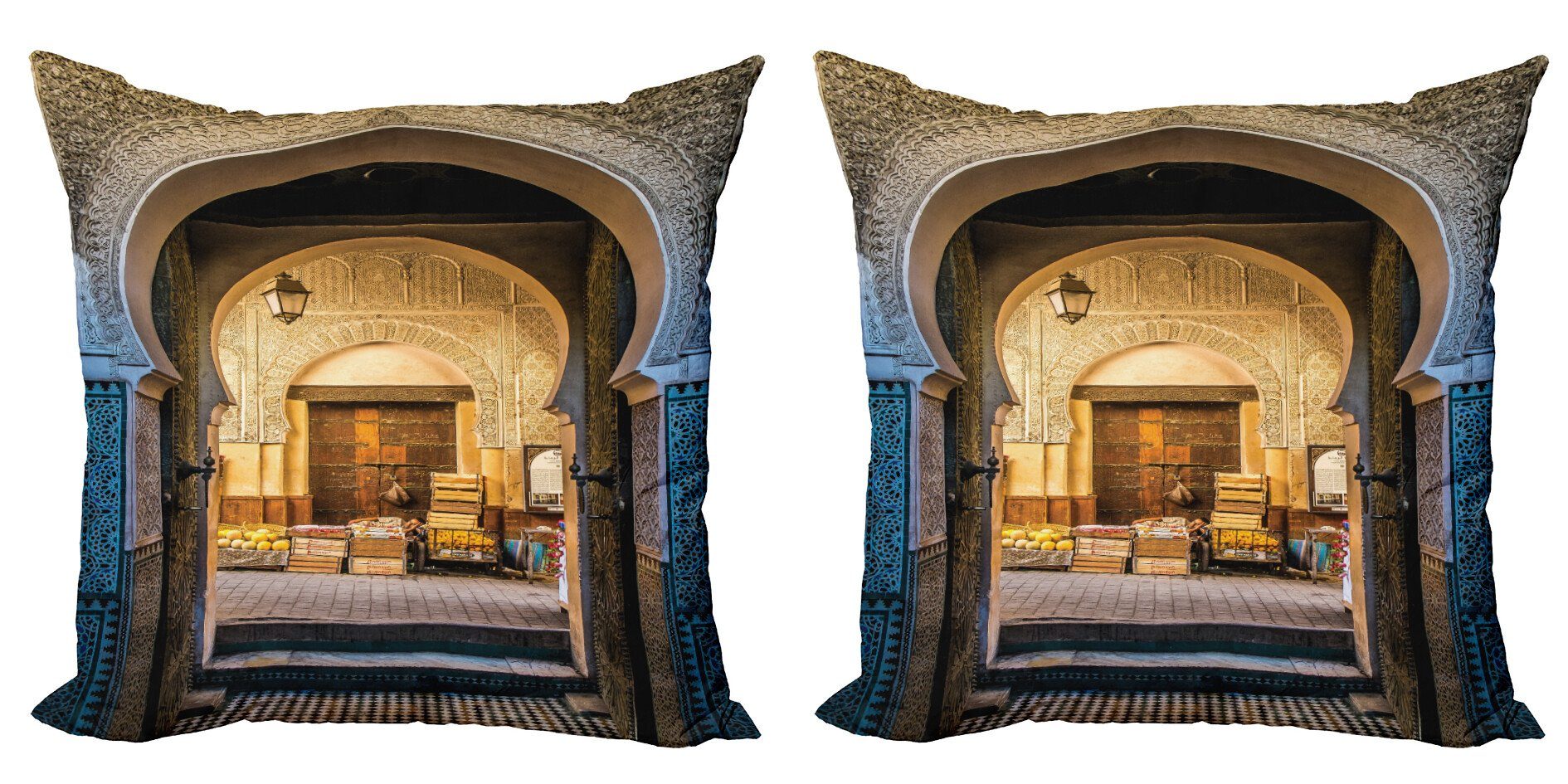 Kissenbezüge Modern Accent Doppelseitiger Digitaldruck, Abakuhaus (2 Stück), Marokkanisch Altes marokkanisches Motiv