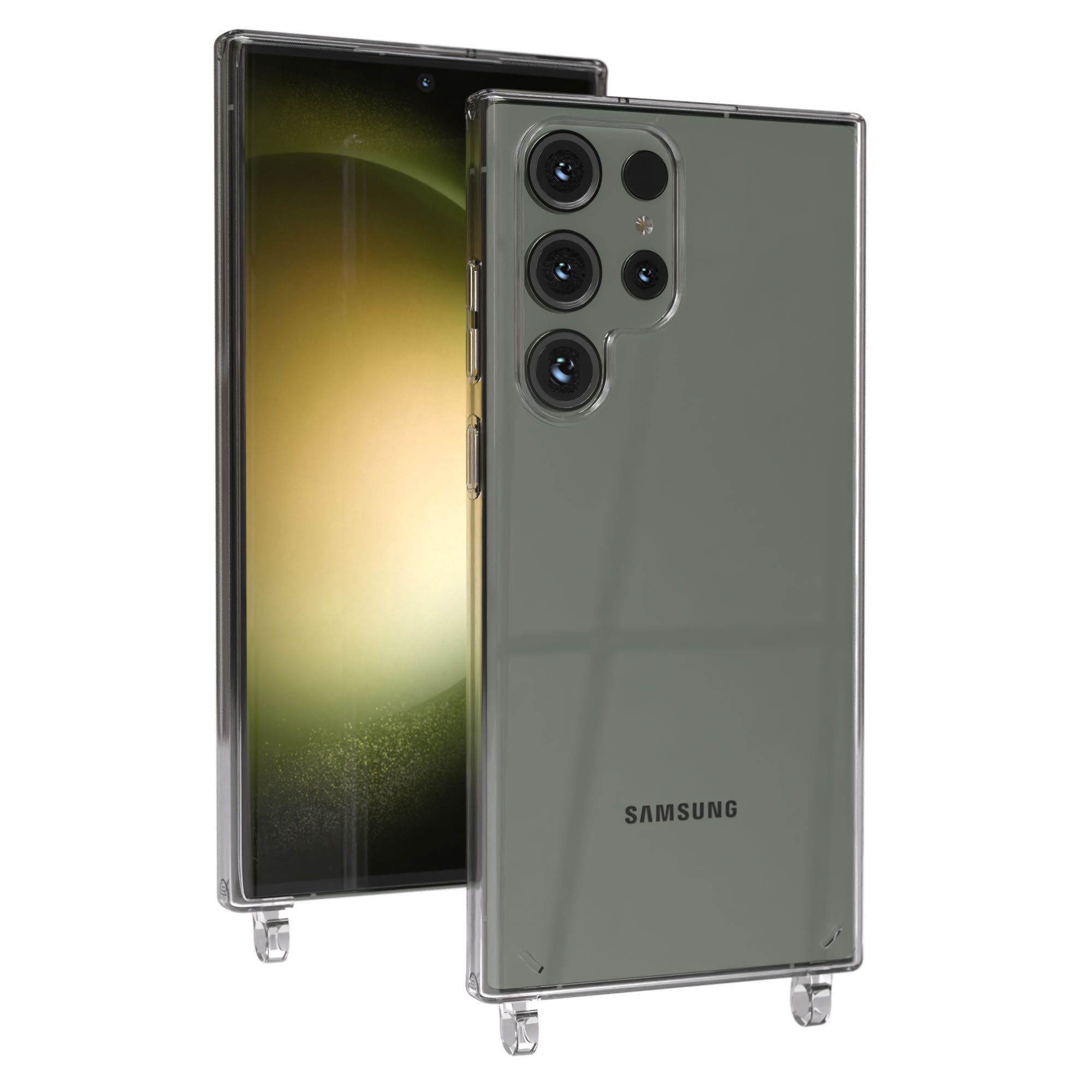 EAZY CASE Handykette Handyhülle für Handyketten mit Befestigungsösen für Samsung Modelle 6,8 Zoll, Case für Handykette, Transparent mit Ösen für Samsung Galaxy S23 Ultra