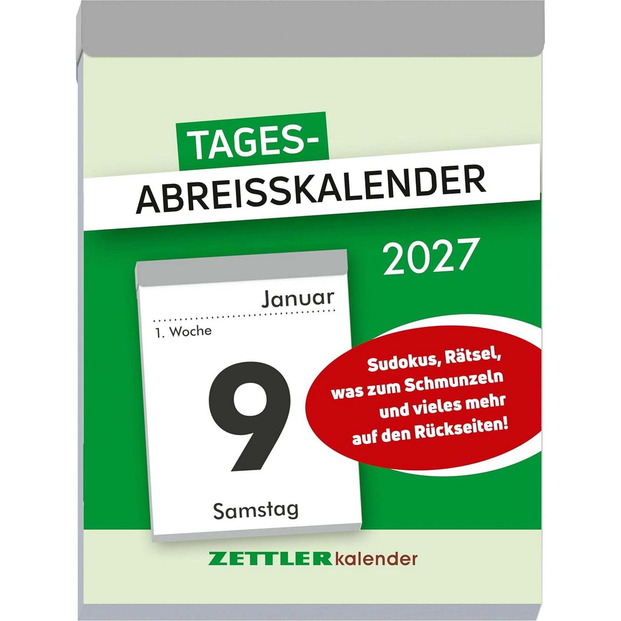 ZETTLER Abreißkalender ZETTLER Tagesabreißkalender XL 2027 8,2x10,7 cm mit Sudokus