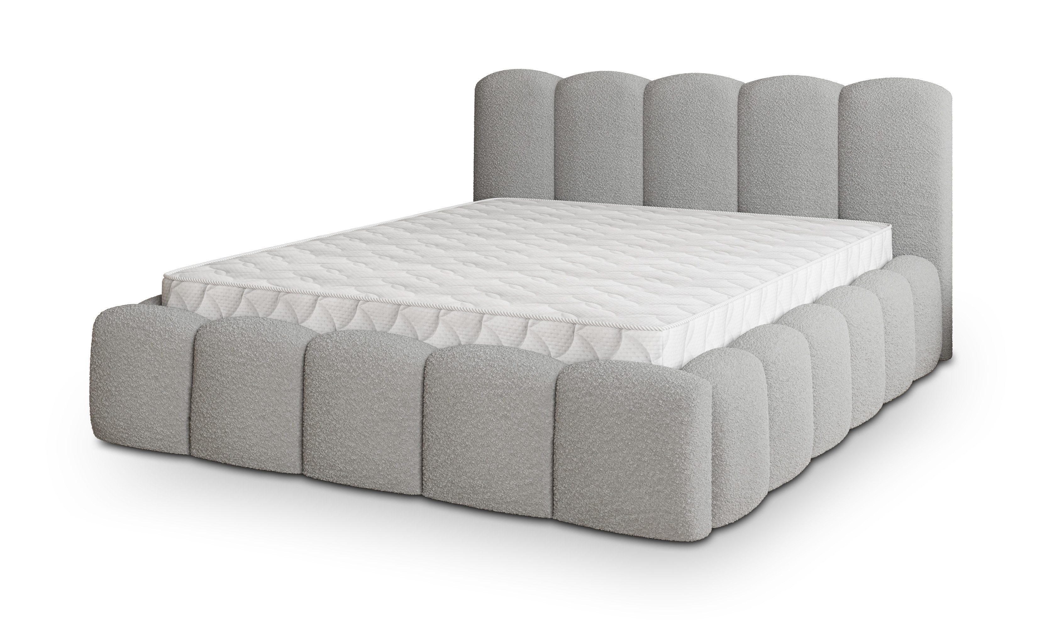 Masseno Polsterbett FALINA 180x200 cm grau (mit Bettkasten und Lattenrost)