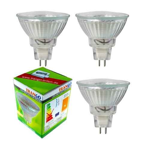 TRANGO LED-Leuchtmittel, 3er Set MR16030 LED Leuchtmittel mit MR16 Fassung zum Austausch herkömmlicher Halogen Leuchtmittel MR16 I GU5.3 I G4 12 Volt 3000K warmweiß, 3 St., Glühlampe, Reflektor Lampe, LED Birnen