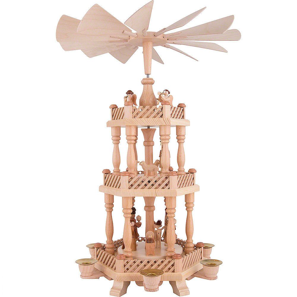 Dregeno Erzgebirge Weihnachtspyramide 3-stöckige Pyramide Christi Geburt (46cm) von Dregeno Seiffen