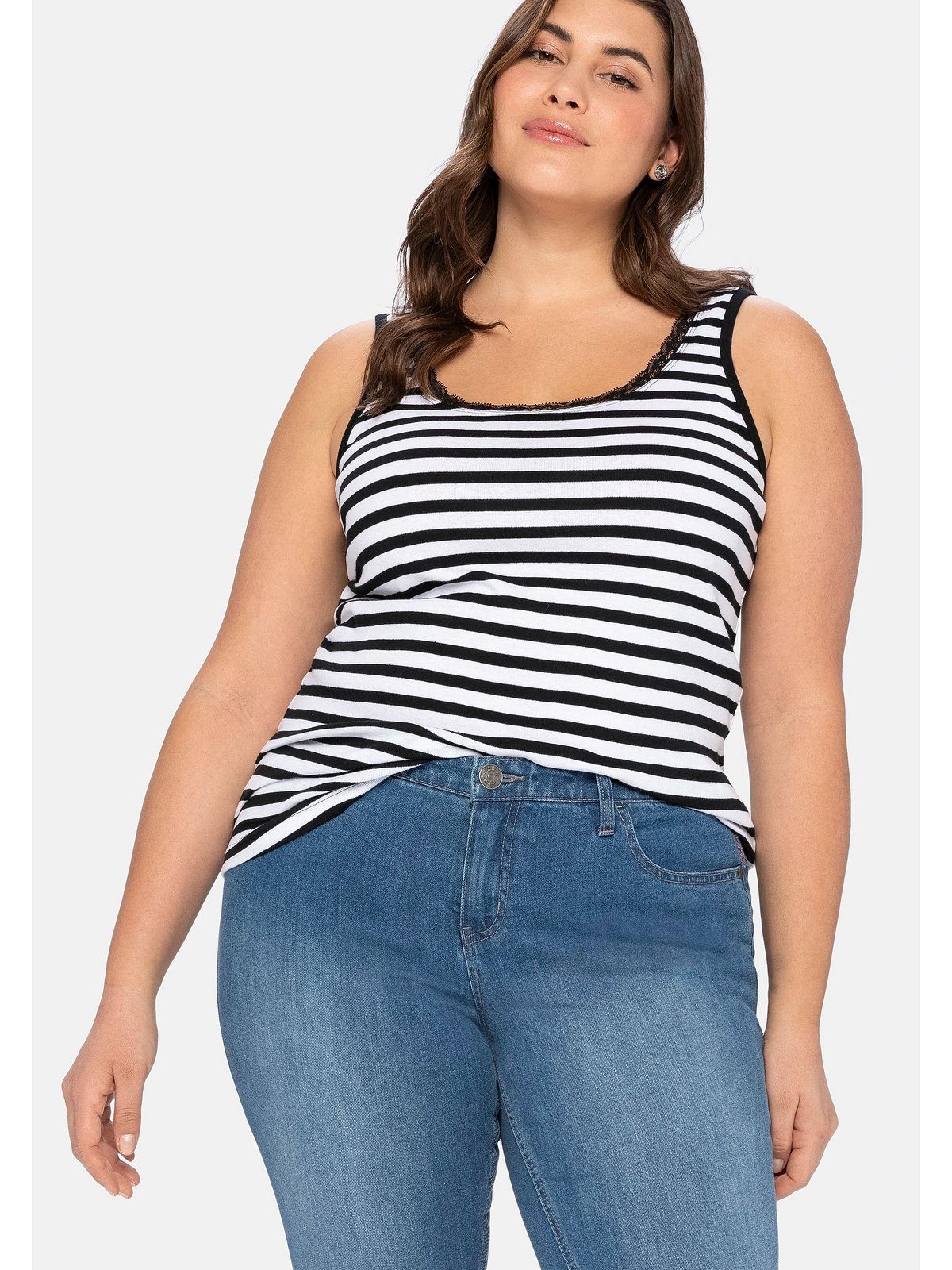 Sheego Tanktop Große Größen mit Spitze günstig online kaufen
