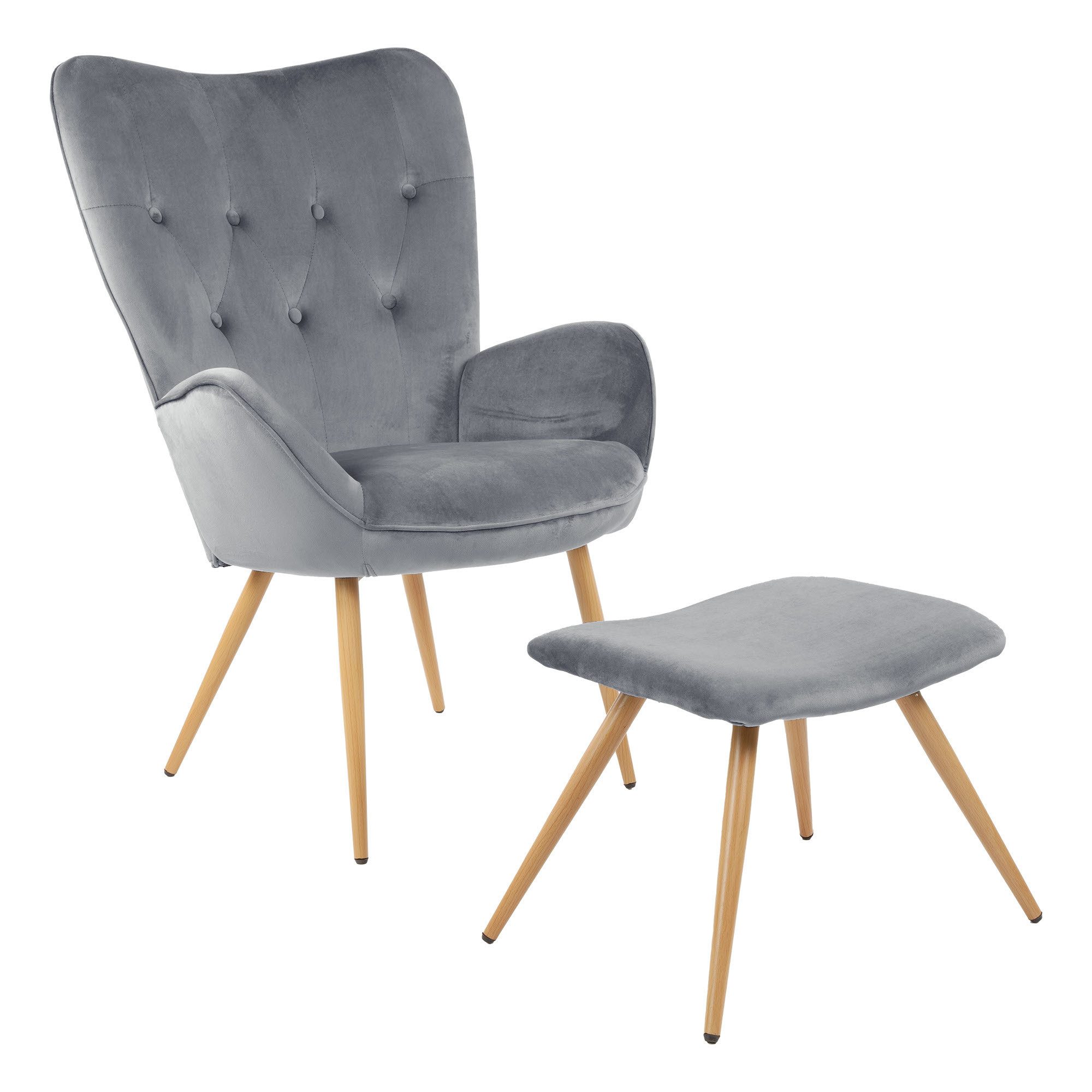 Sessel Ohrensessel York grau Moderner Look Relaxsessel Lesesessel