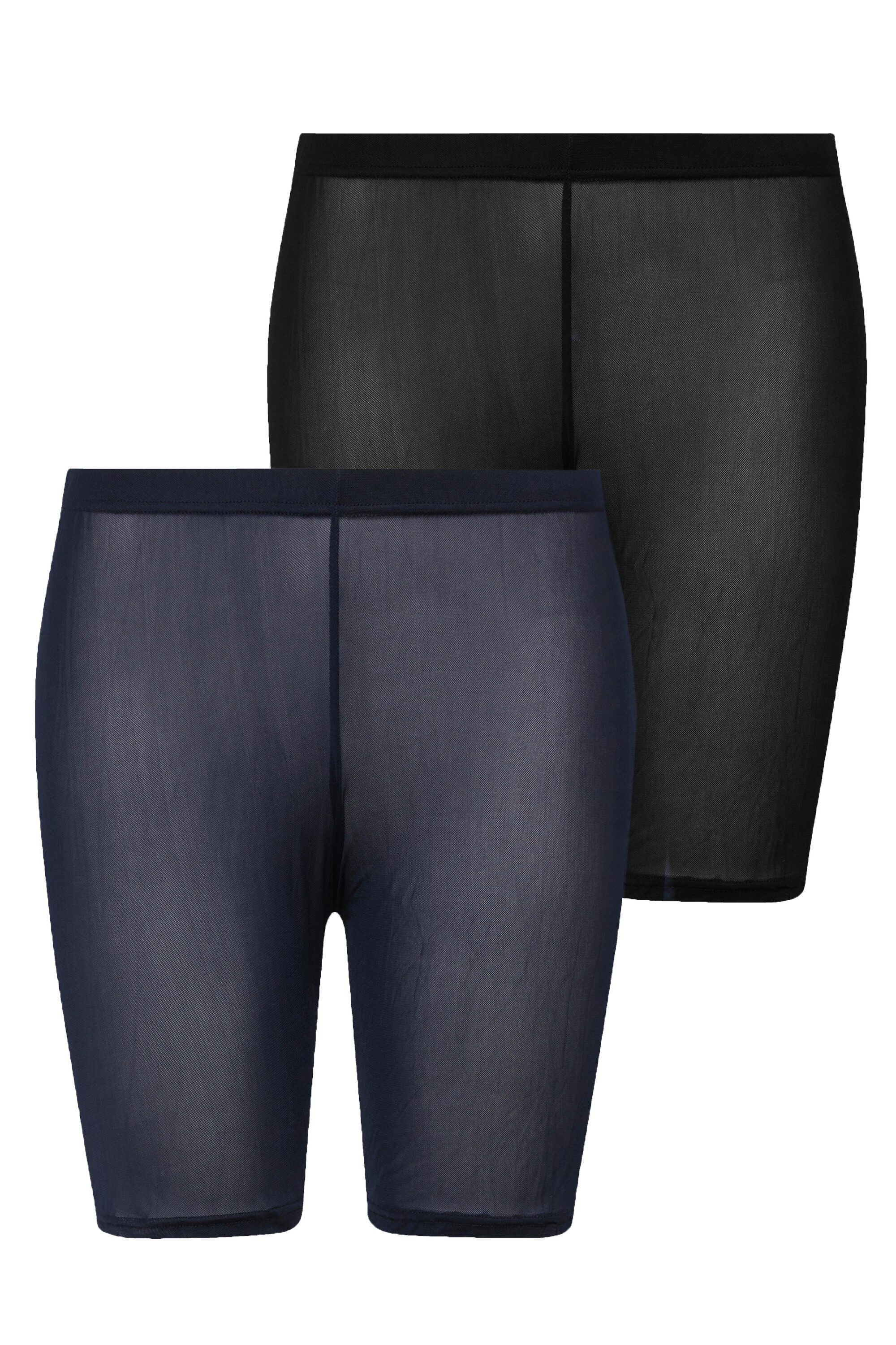 Ulla Popken Feinstrumpfhose Strumpf-Radler Mesh 2er Pack luftig-leicht