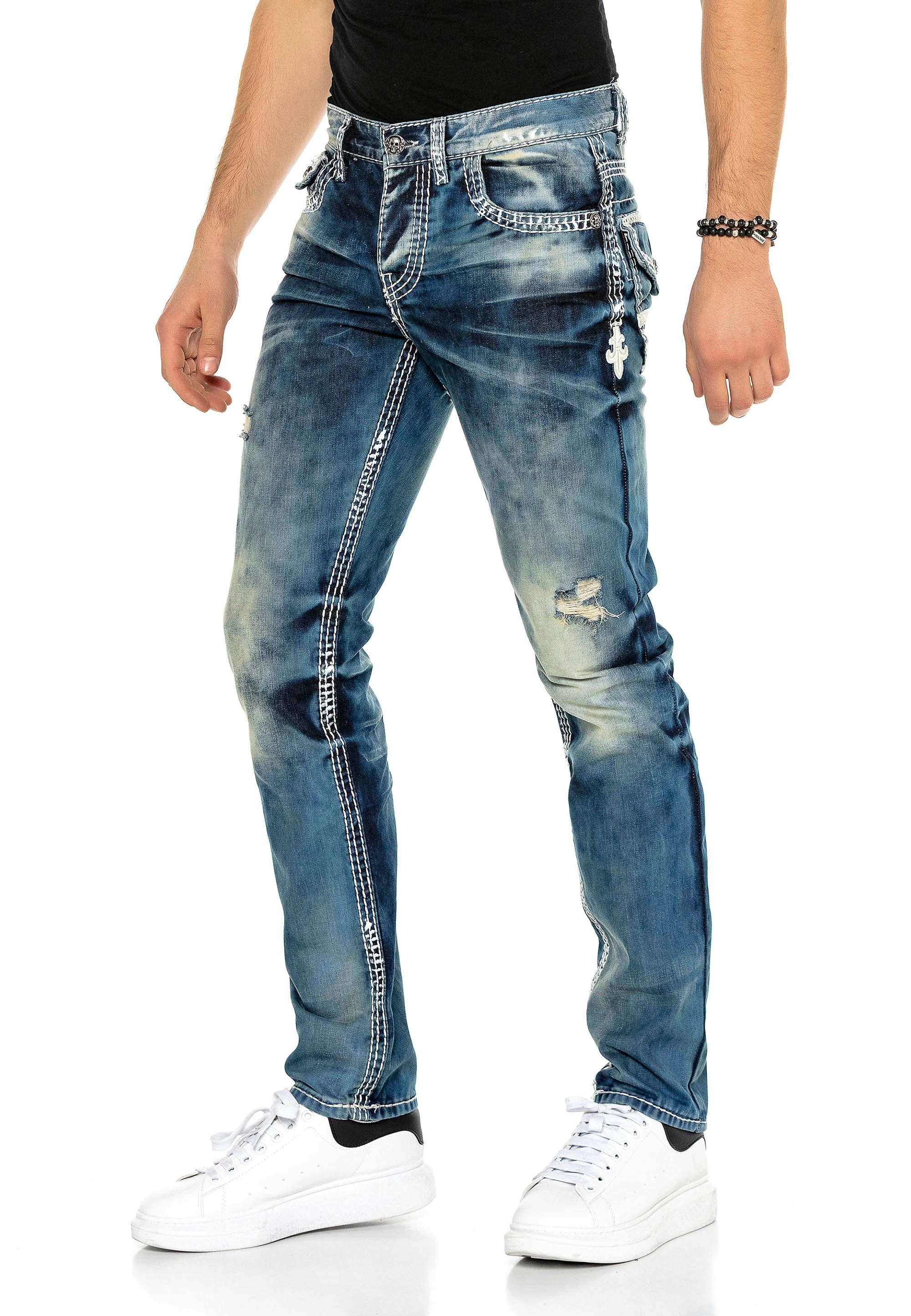 Fit im Used-Look & Straight Jeans Cipo Bequeme coolen Baxx