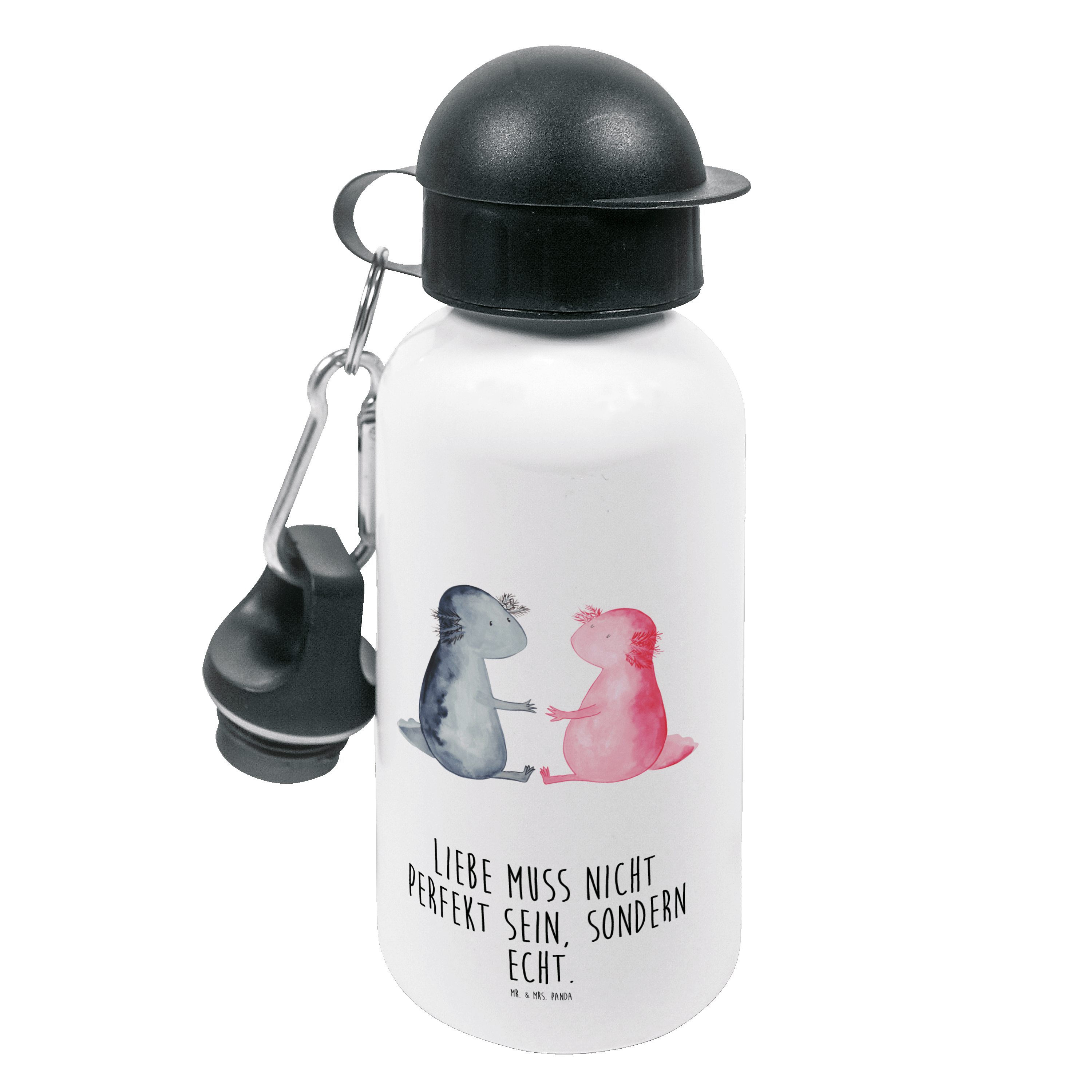 Mr. & Mrs. Panda Trinkflasche Axolotl Liebe - Weiß - Geschenk, Kindertrinkflasche, Kindergarten Fla | Trinkflaschen