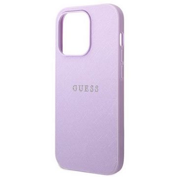 Guess Handyhülle Guess Saffiano Strap Collection Apple iPhone 14 Pro Max Hard Case Cover Schutzhülle Lila