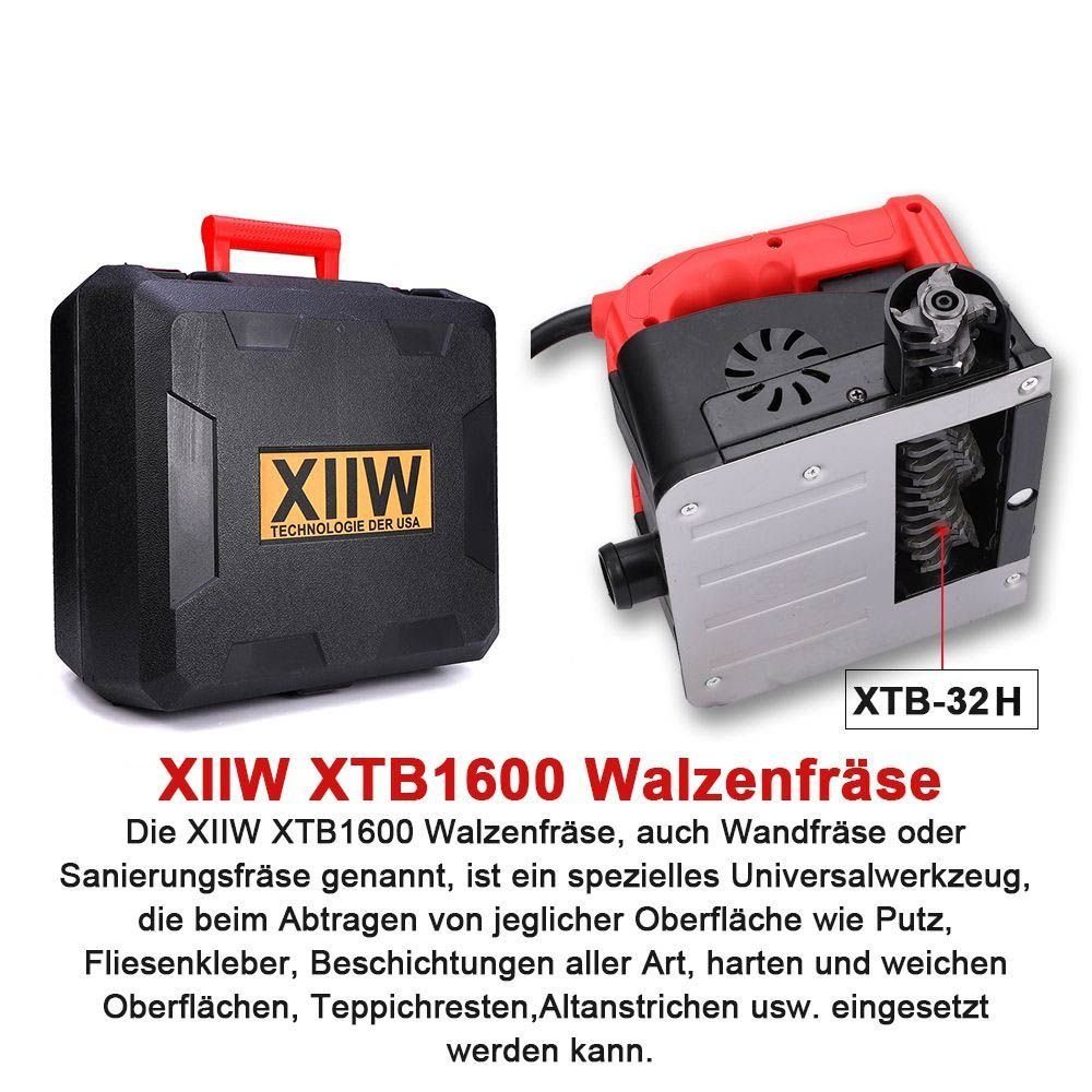 Schleifer 1600W Oberflächen U/min, 4000 Renovierungsfräse weichen Winkelschleifer Sanierungsfräse, (set), XIIW max. Putzfräse Betonfräse Fräse für Wand Mauerfräse Betonschleifer