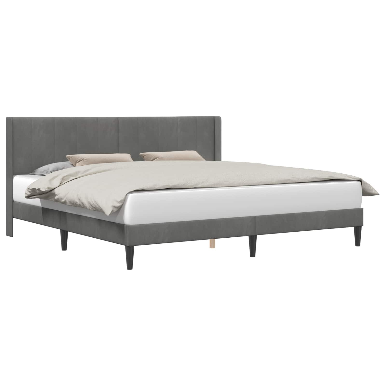 vidaXL Bett Bettrahmen mit Kopfteil Dunkelgrau 180 x 200 cm Samt (1-tlg). € 164,99