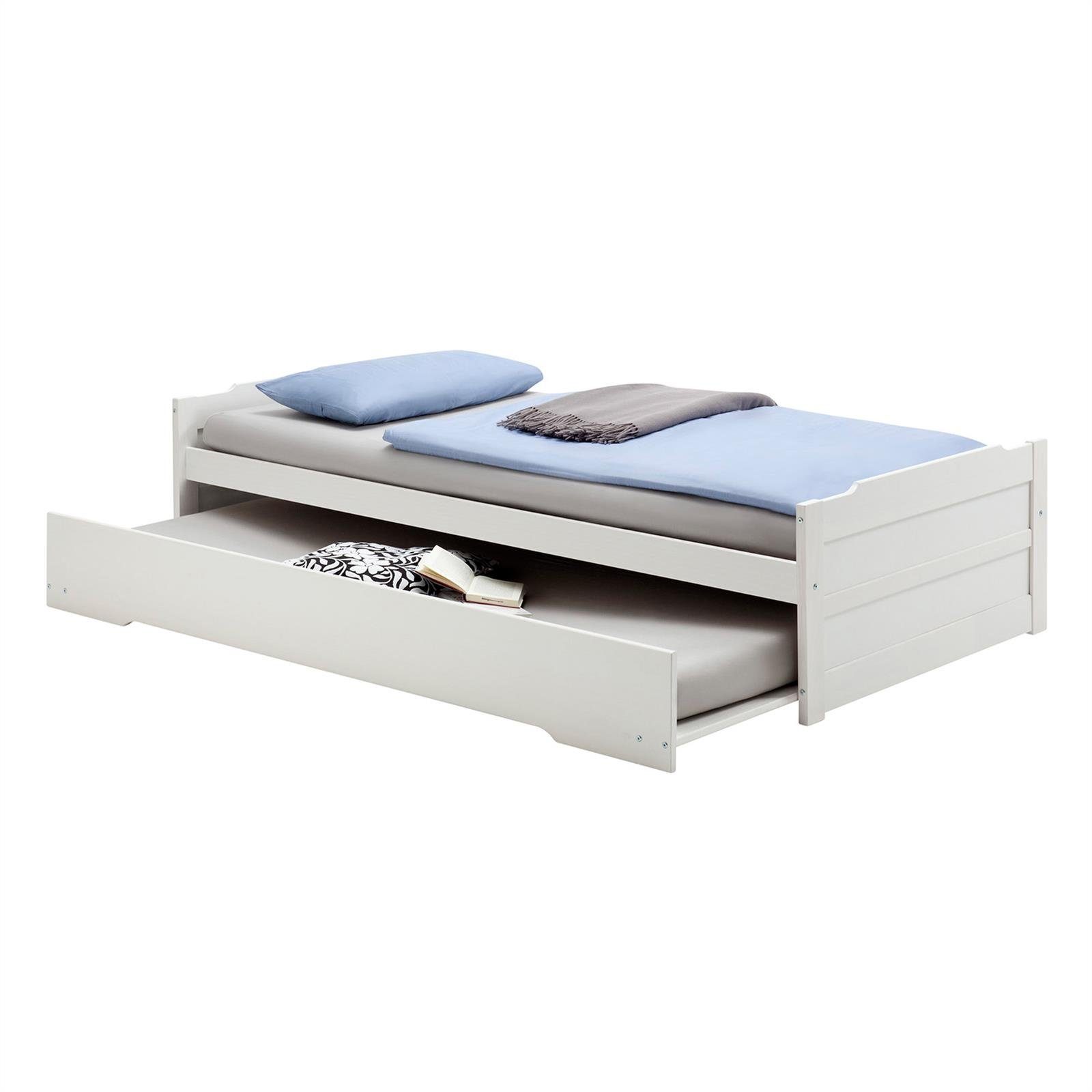 IDIMEX Funktionsbett mit Jugendbett Bett Bett Tagesbett weiß cm Ausziehbett 90x190 Stauraum LORENA