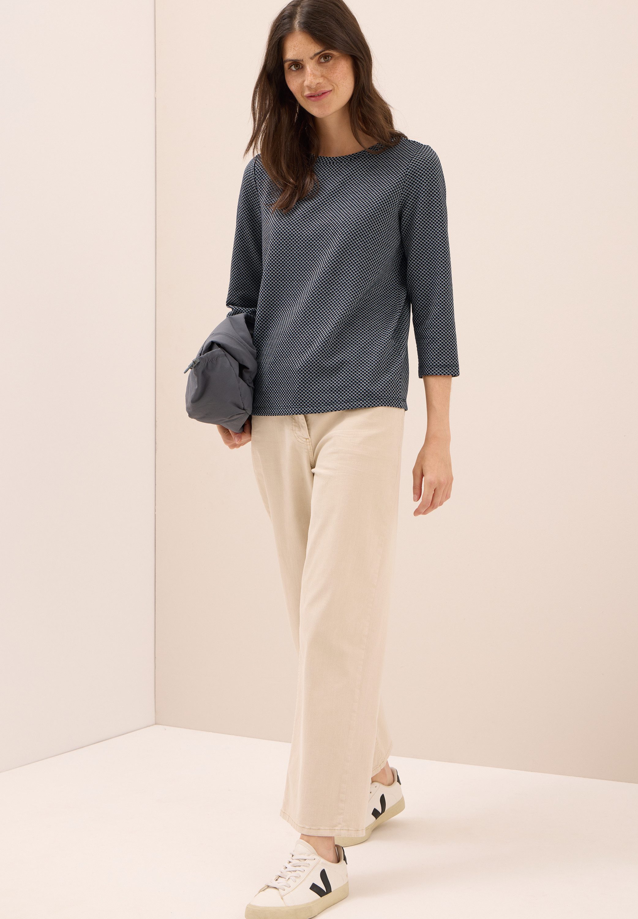 CECIL 3/4-Arm-Shirt mit Materialmix
