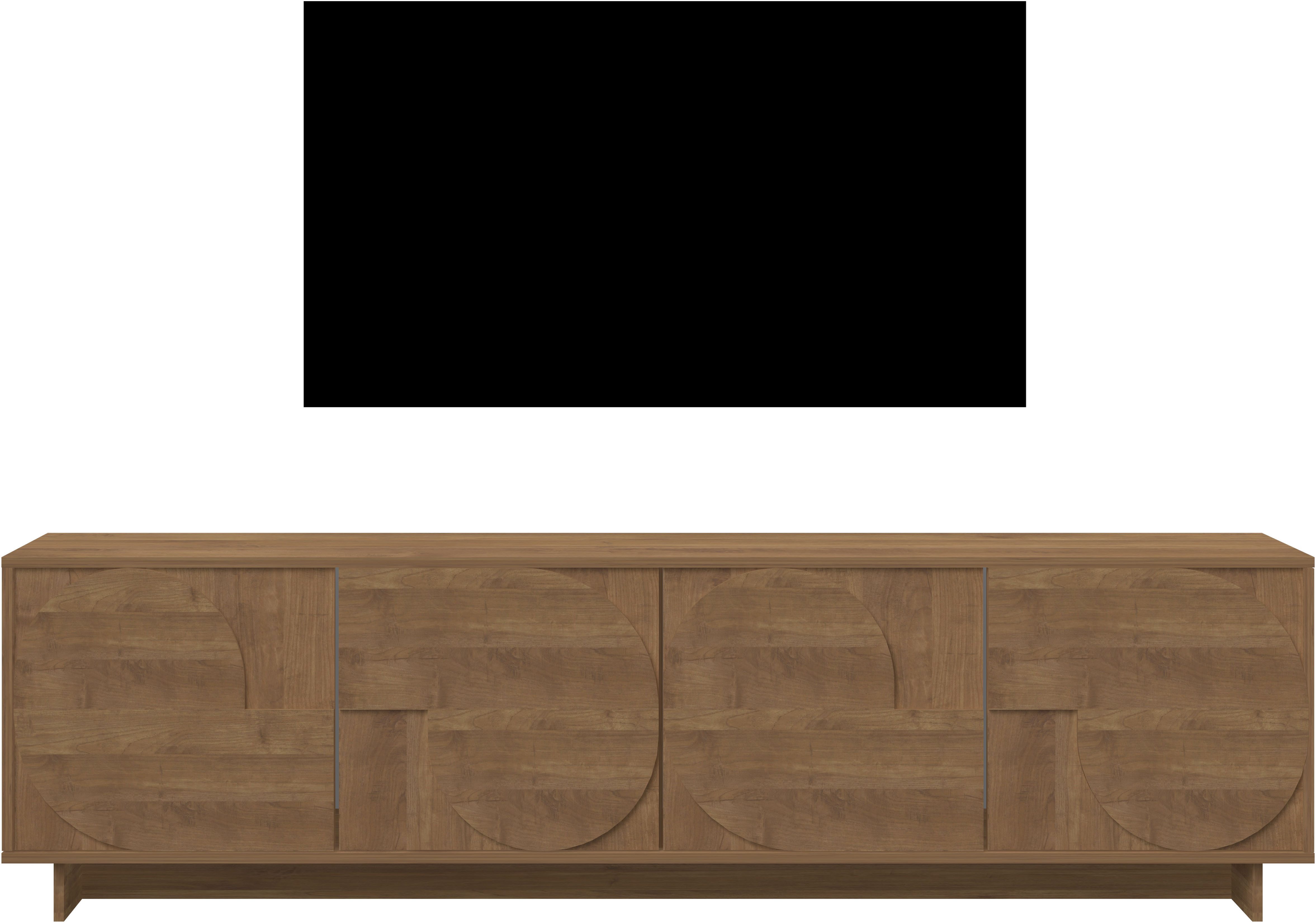 Home affaire Lowboard Zen, 205 cm breit, 4 Türen, Mediaboard, TV-Schrank, TV-Board, Push-to-open, 3D-Fronten, Mercure-Holzstruktur, viel Stauraum