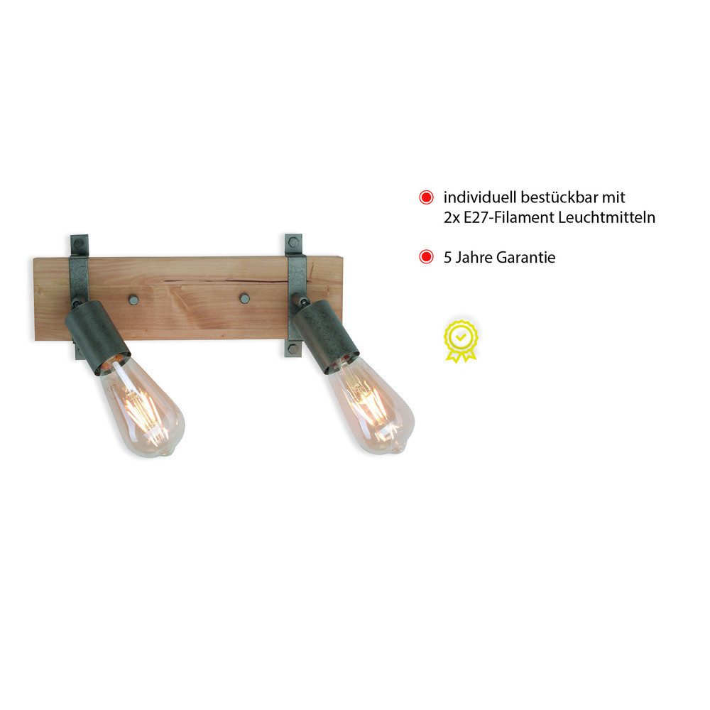 JUST LIGHT LED Deckenleuchte LED Deckenlampe SLAT Vintage, schwenkbar, 2xE27/40W, Industrie Design, schwenkbar