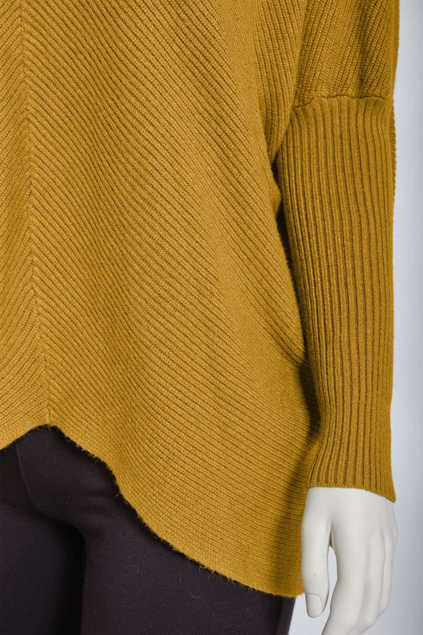 PEKIVESSA Strickpullover Oversized Rippstrick Pullover Damen Fledermausärmel (1-tlg) hinten länger