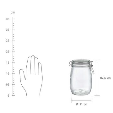 BUTLERS Vorratsglas MASON'S 6x Aufbewahrungsgläser 1000ml, Glas, Edelstahl