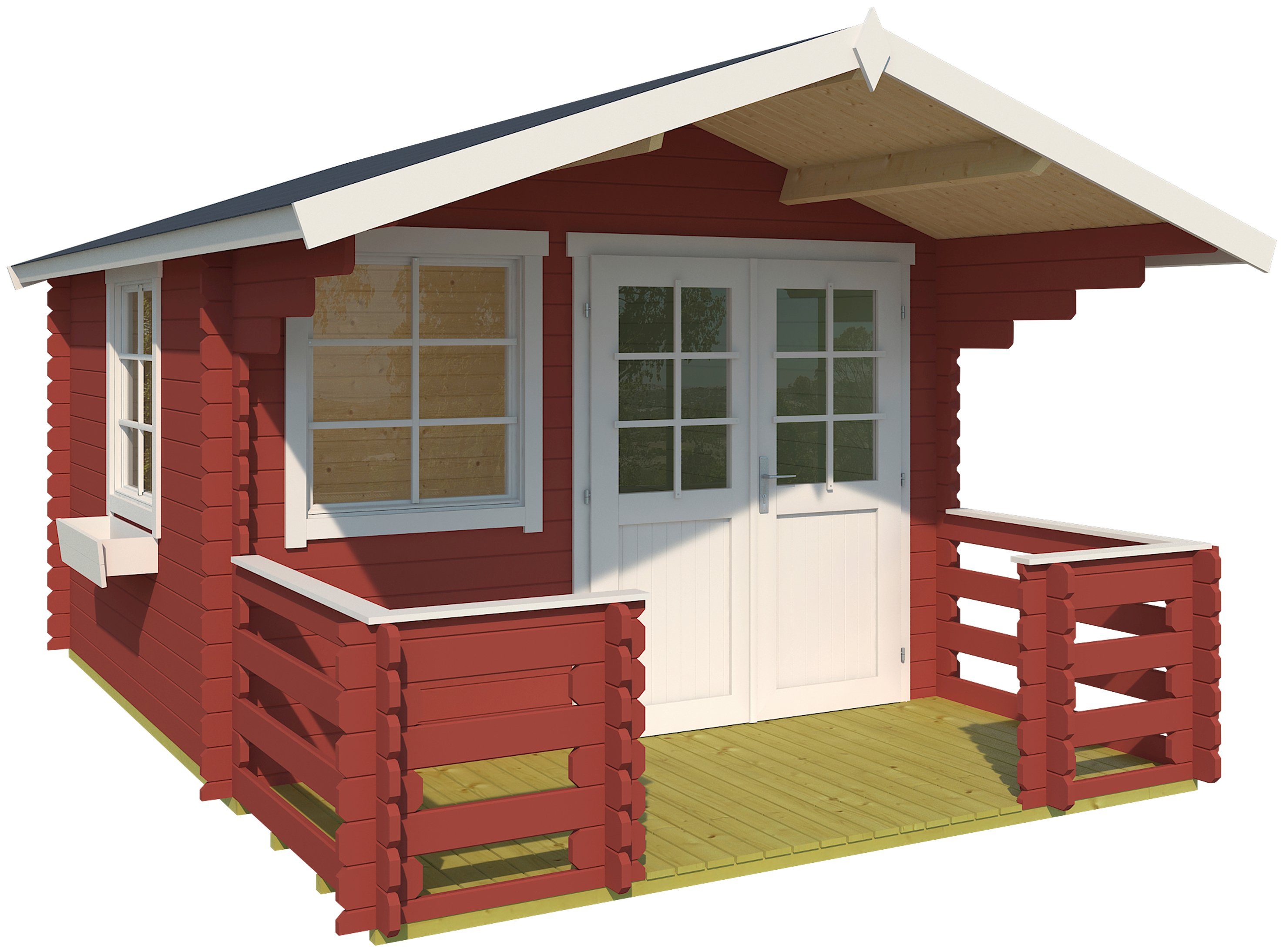 LASITA MAJA Gartenhaus Lola 2, Terrasse cm, mit Geländer 320x360 Schwedenrot, und BxT: (Set)