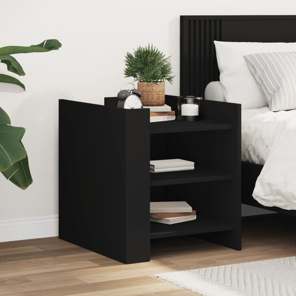 Nachttisch Schwarzer 45 x 50 x 50 cm mit Stauraum und stabiler