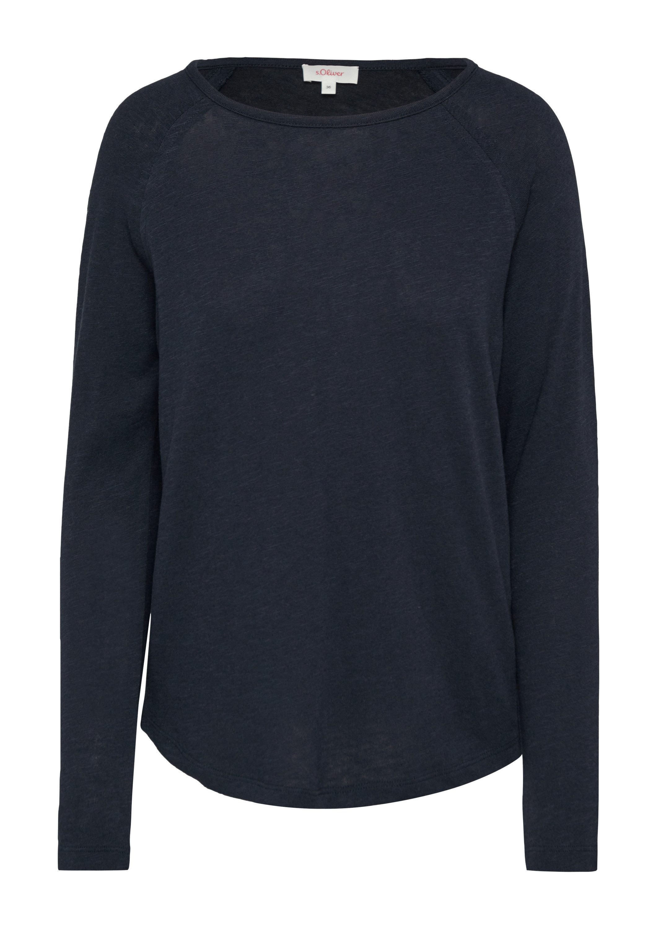 s.Oliver Langarmshirt T-Shirt Langarmshirt mit Raglanärmeln und Flammgarnst günstig online kaufen