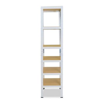 shelfplaza Schwerlastregal HOME, 230x50x50cm weiß, Metallregal mit 6 Böden, als Kellerregal, Garagenregal, Werkstattregal oder Lagerregal, Steckregal Metall mit 145kg Tragkraft