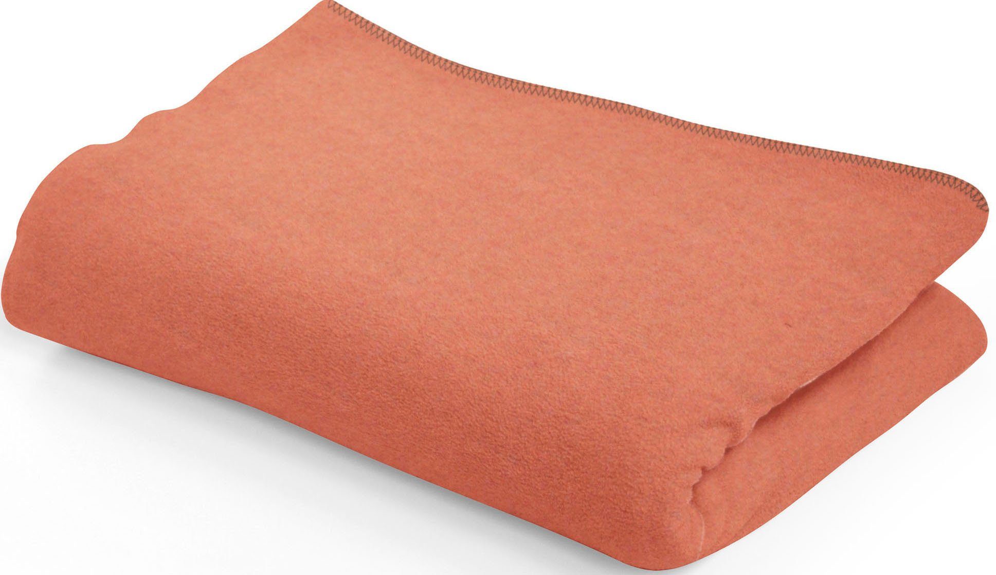 Wohndecke Kuscheldecke, Melange-Optik, Ziernaht SETEX, in mit blutorange Kuscheldecke