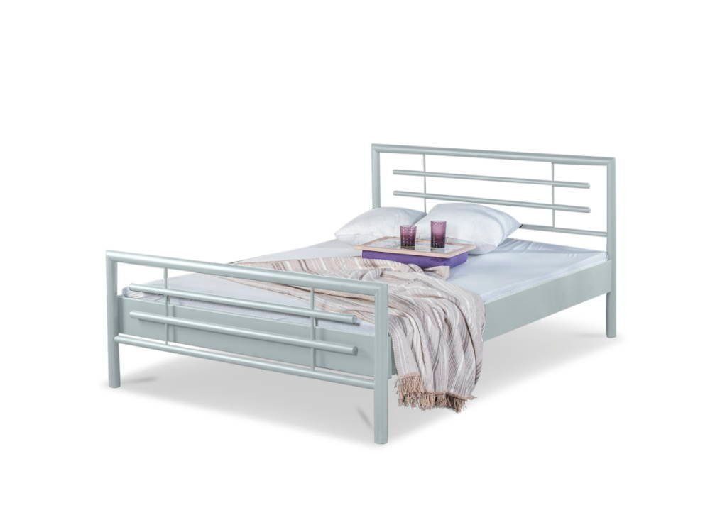 silbergrau Metallbett Metallbett, Metall stabiles BedBox pulverbeschichtetes Lola, zeitloses