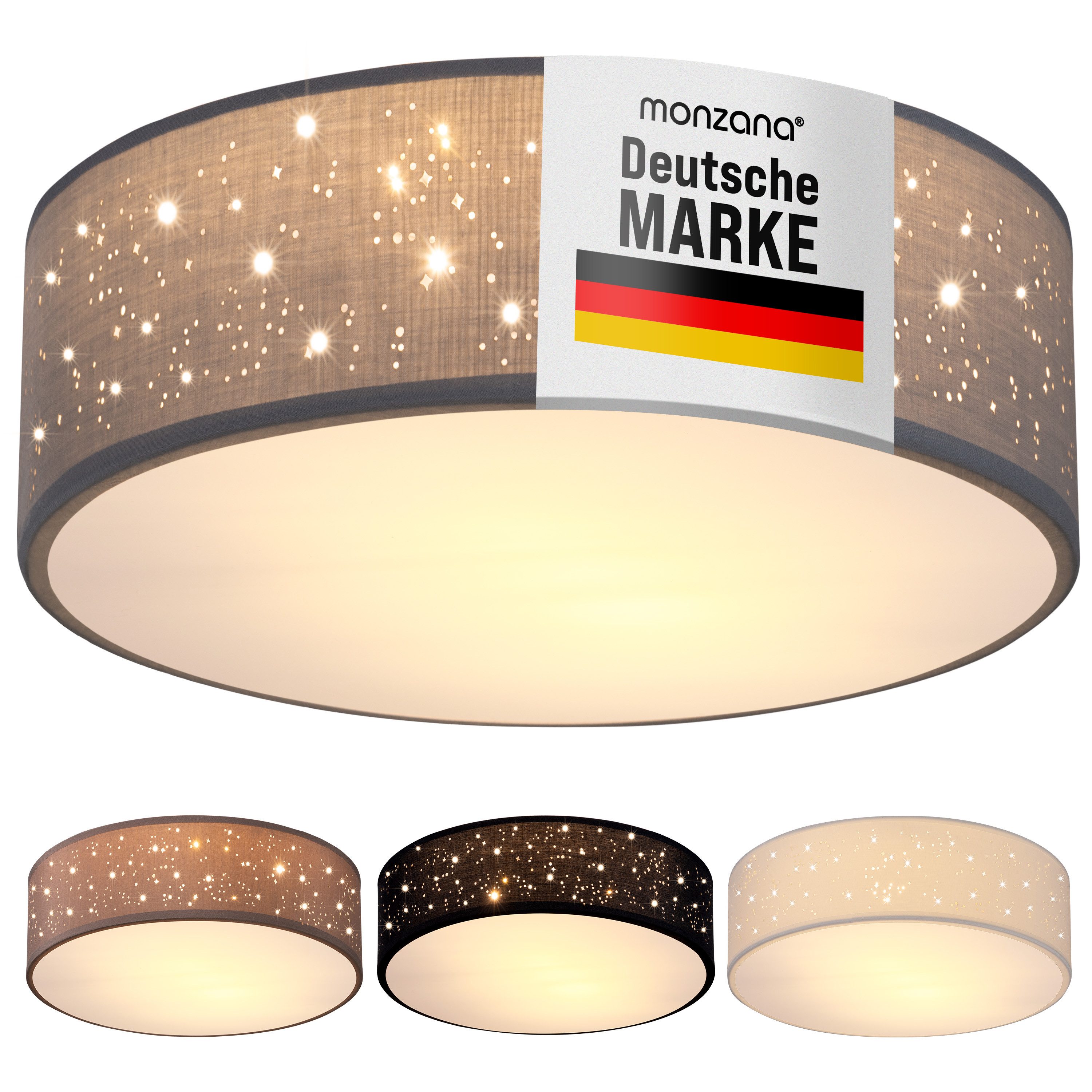 monzana Deckenleuchte, 38 cm, Sternenhimmel Rund Stoffschirm 38 cm 2-Flammi günstig online kaufen