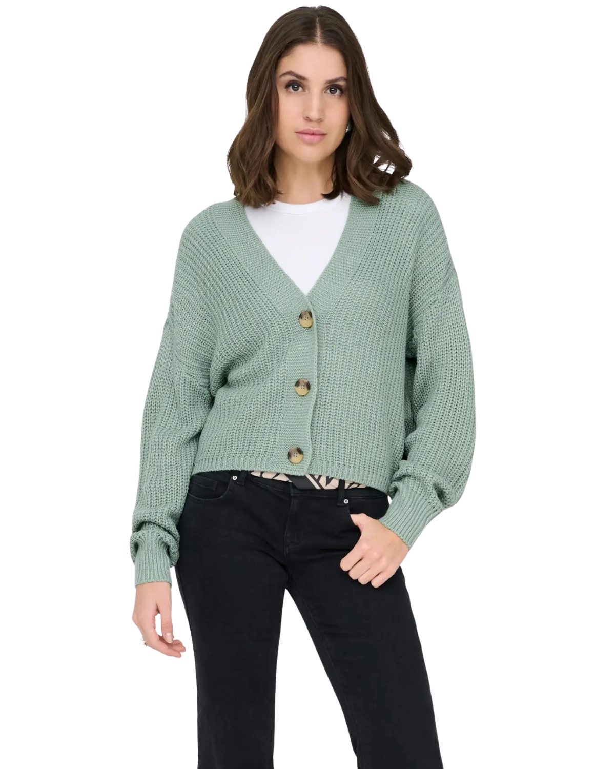 ONLY Cardigan Weiche Feinstrick-Strickjacke mit V-Ausschnitt und Knopfleiste
