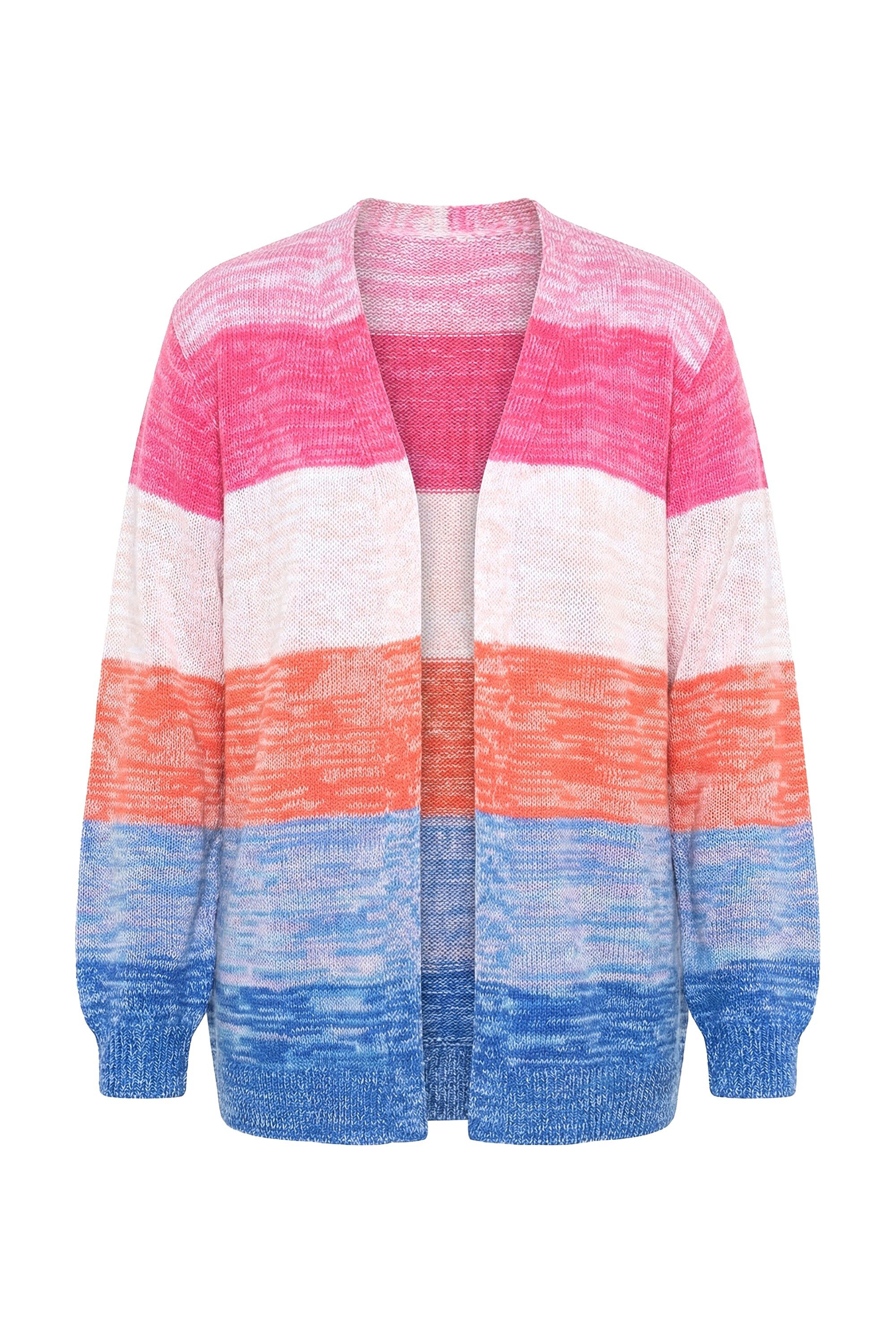 Strickjacke Strickjacke Straight Fit Blockstreifen